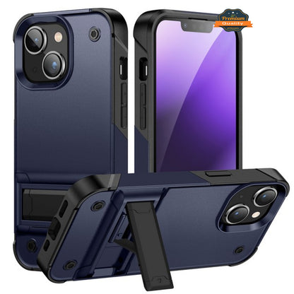 For Apple iPhone 15 Pro (6.1") Heavy Duty with Kickstand Stand Hybrid Sturdy Military Armor Durable Shockproof Bumper  Phone Case Cover