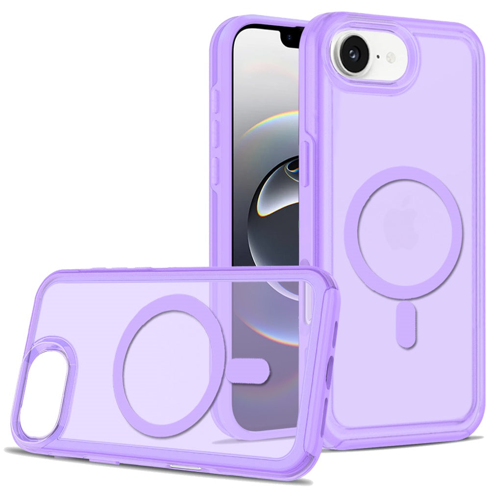 For Apple iPhone 16e Slim & Durable Compatible with MagSafe Hybrid Shockproof Glossy Oil Protective Dual Layer TPU + PC Case Cover