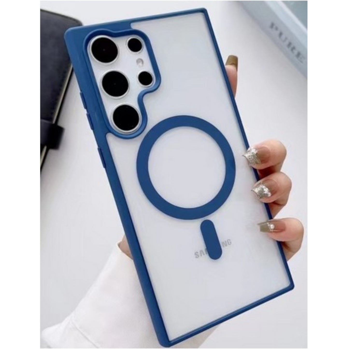 For Samsung Galaxy S25 Ultra Hybrid Clear Transparent with Color Edge Bumper, MagSafe Compatible Ultra Slim Hard PC Case Cover