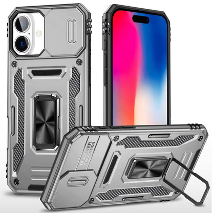Apple iPhone 16 Pro Max (6.9") Hybrid Case with Rotation Ring Stand Shockproof & Camera Window TPU Armor Dropproof