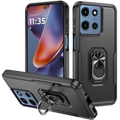 For Motorola Moto G Play 5G 2026 Hybrid Rugged Tough 2in1 Drop-Proof Protection Military Grade Armor with Metal Ring Stand Case Cover Pink