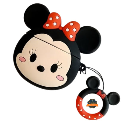 For Airpods Pro 3 Hybrid Cute 3D Fun Design Silicone Skin Cartoon Animal with Keychain Buckle Holder Rubber TPU Soft Case Cover Minnie