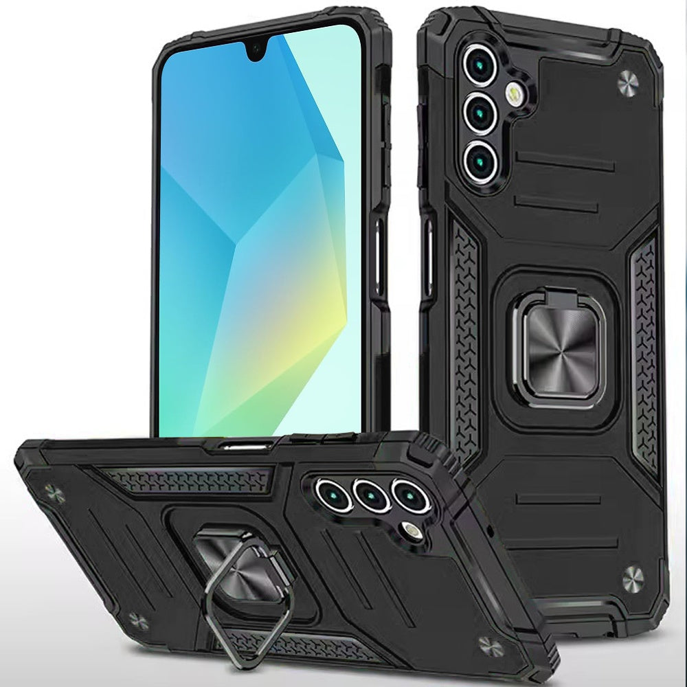 For Samsung Galaxy A16 5G Armor Hybrid with Ring Holder Kickstand Shockproof Heavy-Duty Durable Rugged Dual Layer Case Cover