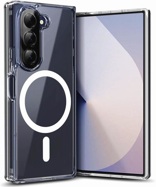 For Samsung Galaxy Z Fold 7 Hybrid Clear Case Compatible with MagSafe Shockproof Protective Transparent Back, Slim Fit, Wireless Charging Ready Case Cover Clear