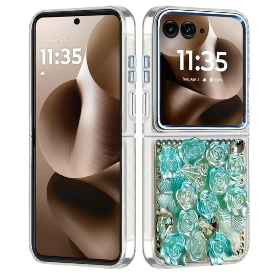 For Motorola Razr Ultra 2025 Muti-Color Floral Fashion Bling Crystal 3D Full Diamonds Stones Sparkle Rhinestone Glitter Hybrid Case Cover