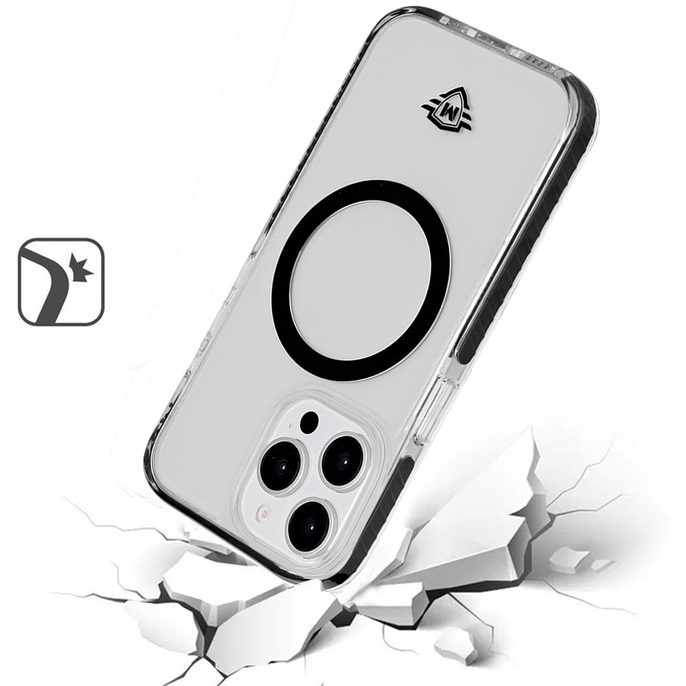 For Apple iPhone 15 Pro Max (6.7") Hybrid Transparent TPU Circle Magnetic [Compatible with MagSafe] Shockproof Color Frame Bumper Case Cover