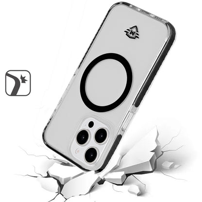 For Apple iPhone 15 Pro Max (6.7") Hybrid Transparent TPU Circle Magnetic [Compatible with MagSafe] Shockproof Color Frame Bumper Case Cover