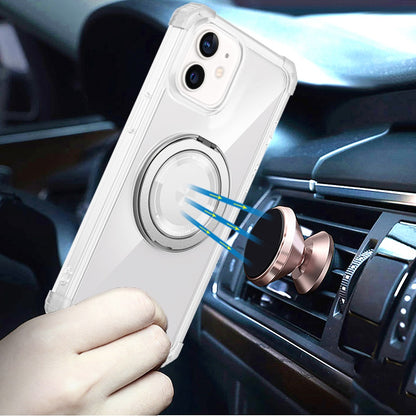 For Samsung Galaxy S22 Ultra Magnetic [Compatible with Magsafe] with 360° Rotatable Ring Holder Invisible Stand Transparent Case Cover Clear