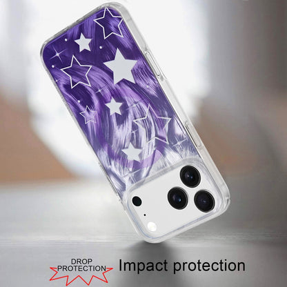 For Apple iPhone 17 AIR Stylish Pattern Fashion IMD Printed Design TPU Double Layer Slim Shockproof with Magnetic Back Case Cover Gradient Purple Star