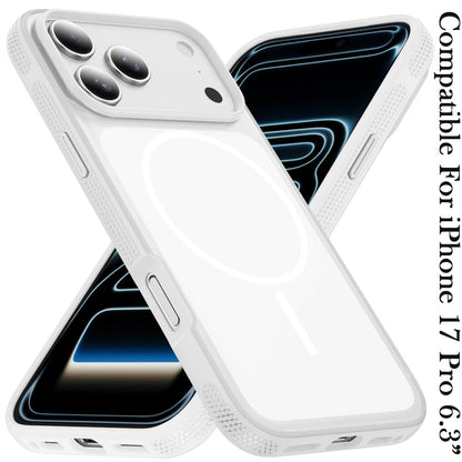 For Apple iPhone 17 Pro (6.3") Super Magnetic Premium Edged Core Matte Thick Hybrid Drop Protection Shockproof Design Case Cover Clear