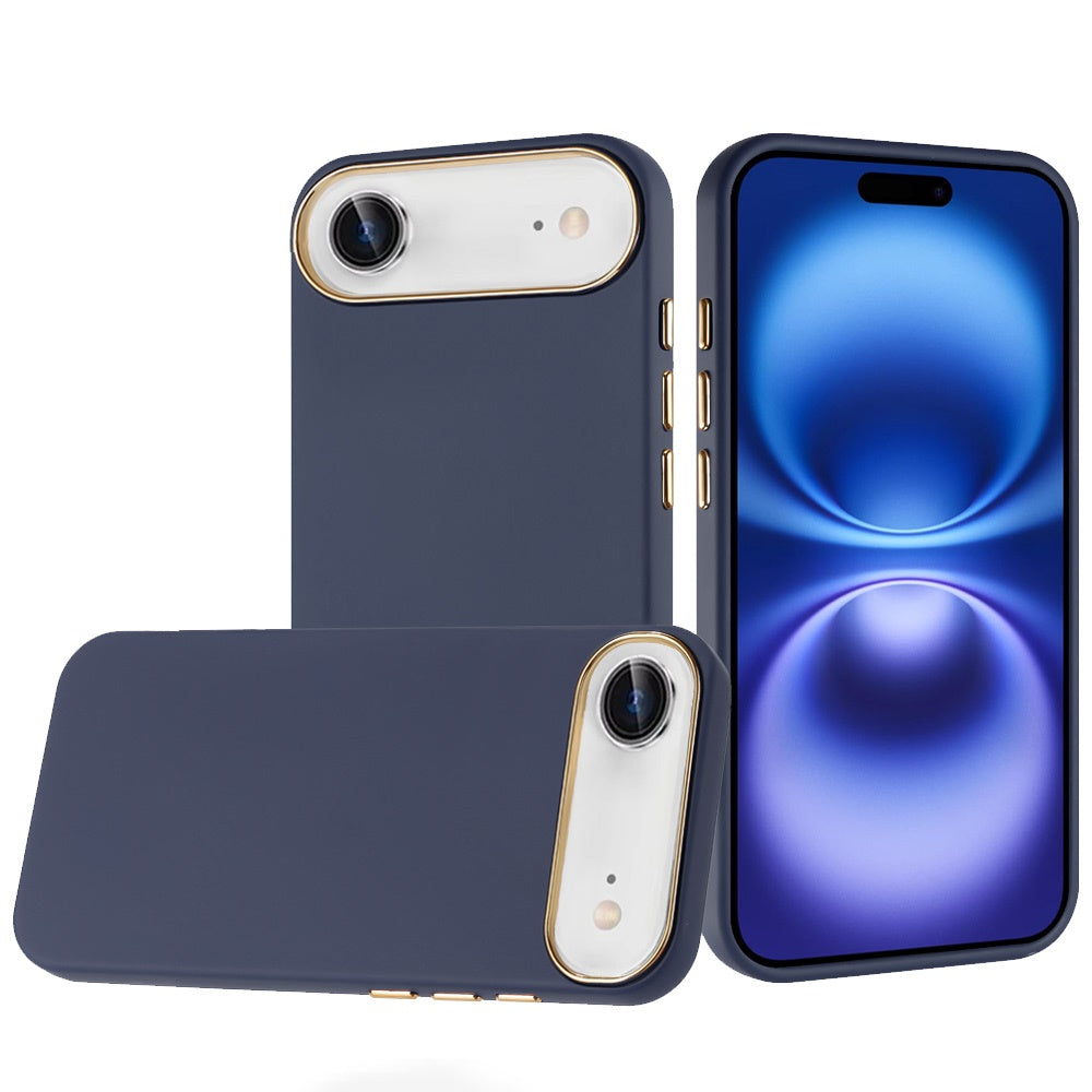 For Apple iPhone 17 Hybrid Armor Shockproof, Durable Bumper Rubber Gummy Gel Slick Hard PC Silicone TPU Case Cover Blue