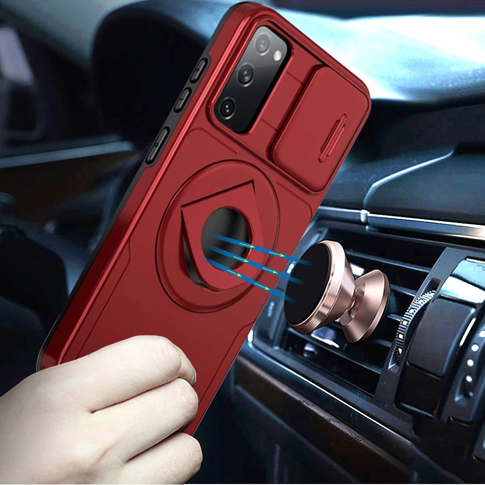 For Samsung Galaxy S23 Ultra Full Coverage with Camera Window, Magnetic Circle, Rotatable Ring Stand, MagSafe Compatible, Shockproof Hybrid Protectiv Case Cover