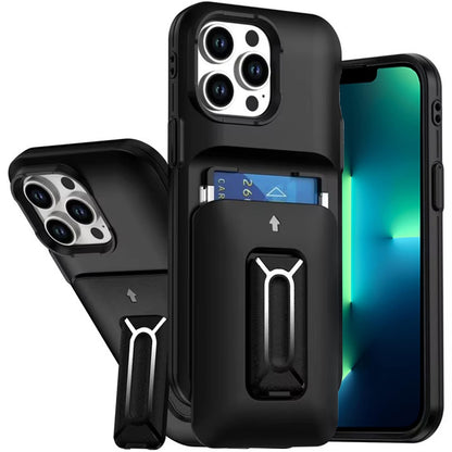 For Apple iPhone 14 Pro Max Wallet Case with 2- Credit Card Holder, Wrist Strap & Kickstand Hybrid Shockproof TPU Case Cover