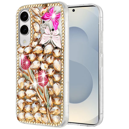 For Samsung Galaxy S25 EDGE Bling Crystal 3D Full Diamonds Luxury Sparkle Rhinestone Hybrid Protective Case Cover