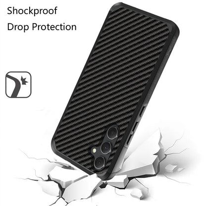 For Samsung Galaxy A36 Fashion Graphic Design Hybrid 2in1 Tough Strong Hard PC TPU Frame, Magnet Mount Friendly, Shockproof Protection Case Cover Carbon Fiber Black