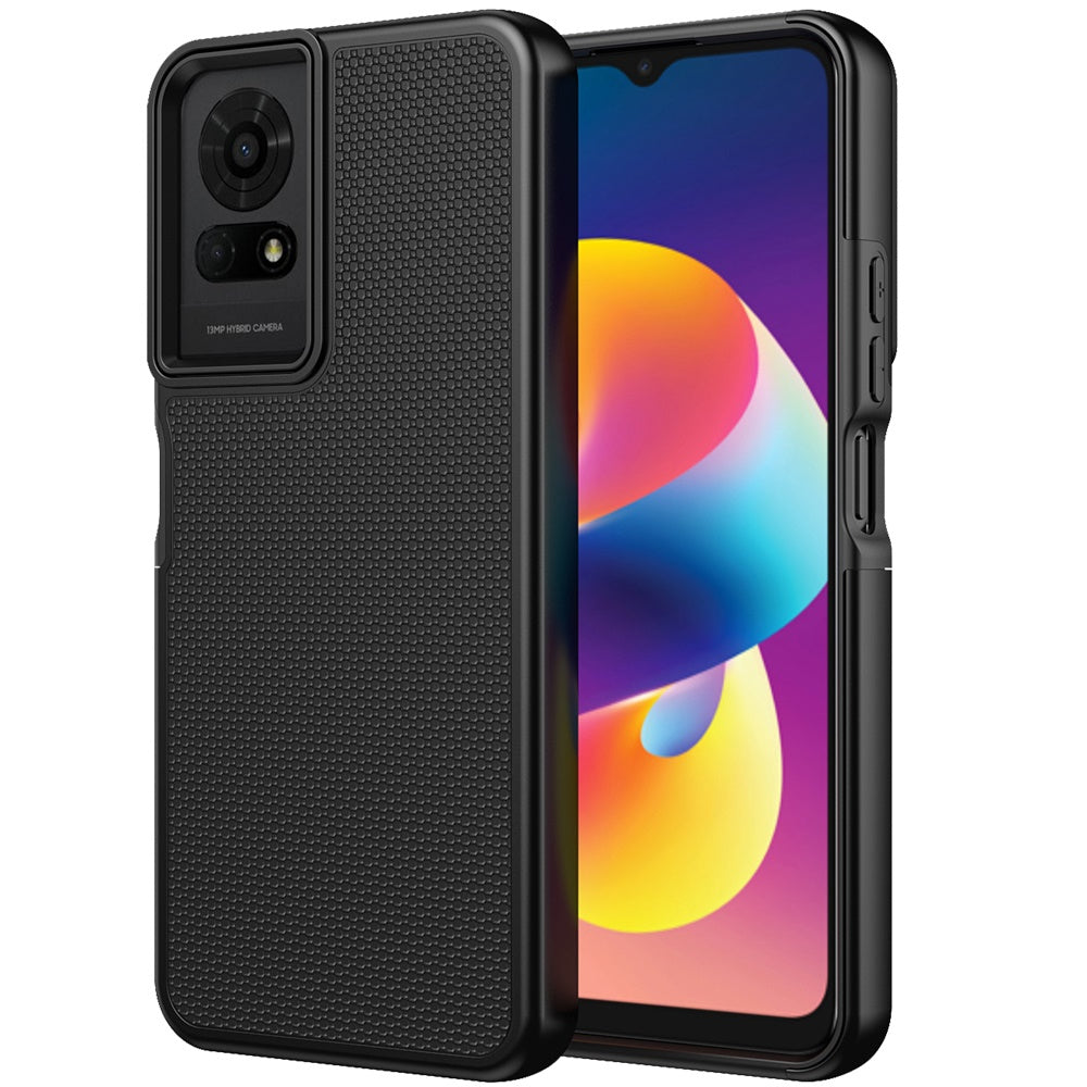 For TCL 50 LE Dual Layer Heavy-Duty Hybrid Rugged Case Rugged Texturized TPU & PC Shockproof Silicone Military Grade Case Cover Black
