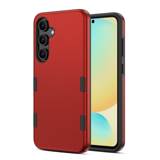 For Hybrid Slim Shockproof Bumper Protective Hard PC + Rubber TPU Phone Cover Bravo Series Case for Samsung Galaxy S24 Fan Edition - Red Case Cover Red