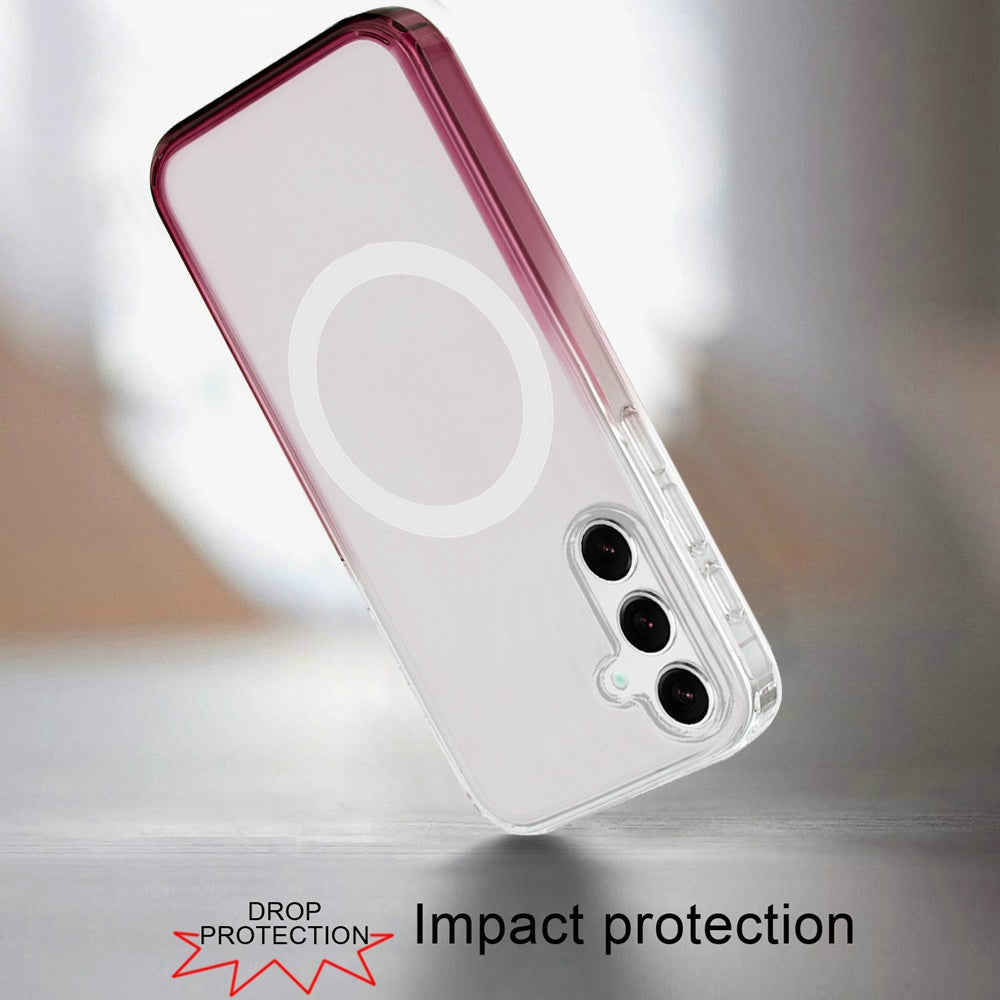 For Samsung Galaxy S25 /S24 Transparent Two Tone Gradiant Magnetic Space [Compatible with Magsafe] Hybrid Shockproof Protective Case Cover Two Tone Blue