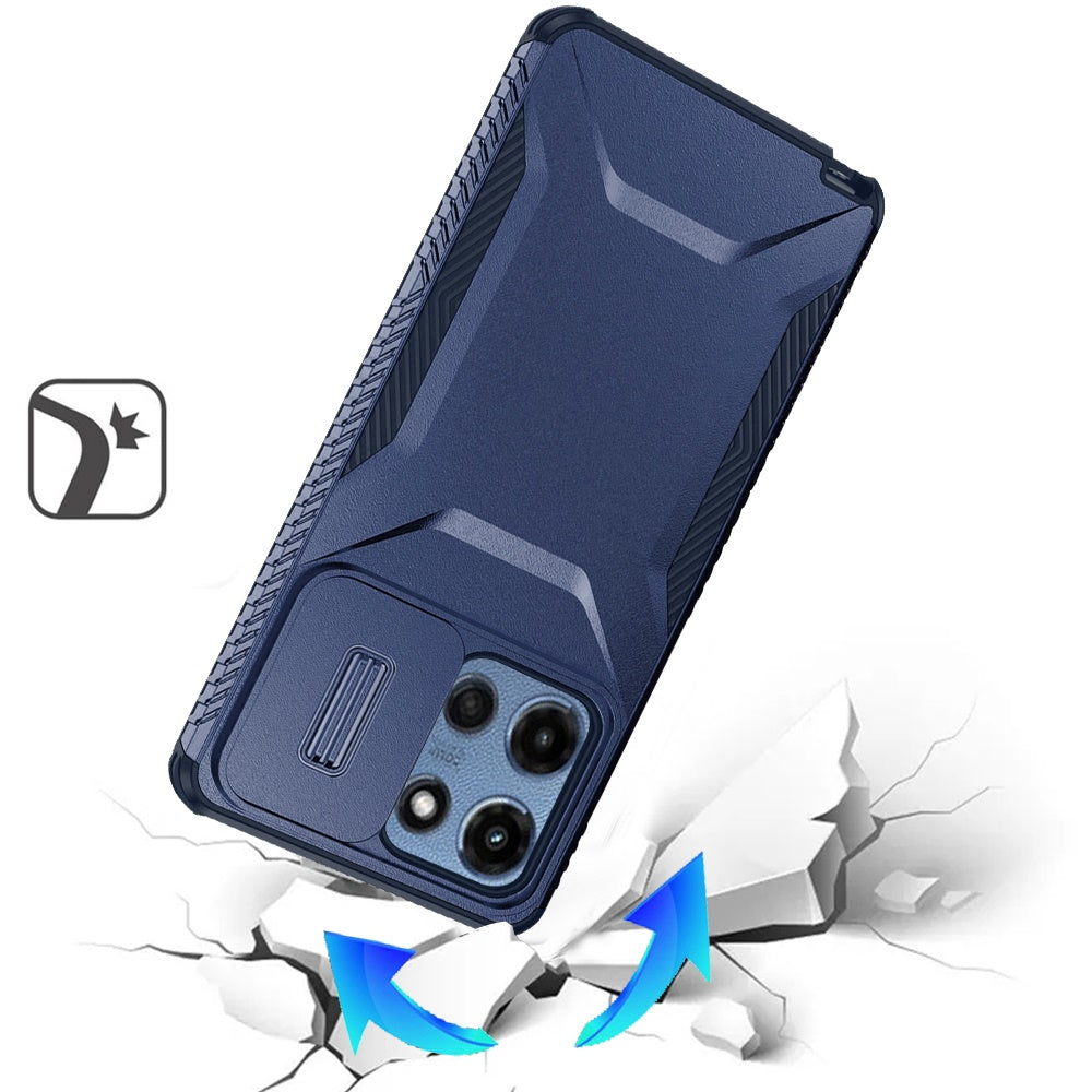For Motorola Moto G 5G 2026/2025 Slim Fit Shockproof Hybrid with Slide Camera Window Covering, Rugged Tpu Silicone Hard PC Bumper Case Cover Dark Blue