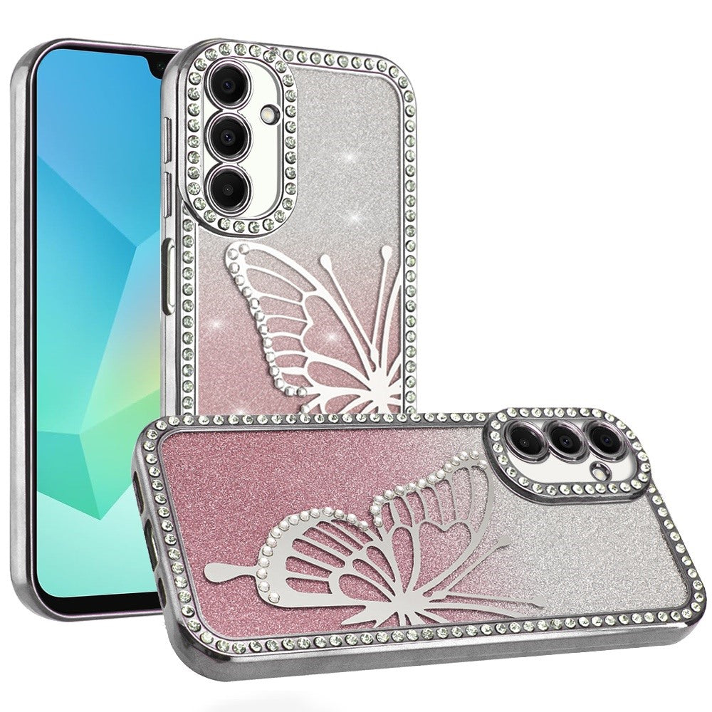 For Apple iPhone 12 /12 Pro Butterfly Glitter Diamond Shimmer Hybrid Slim & Stylish Electroplated Sparkly Bling Shockproof TPU Protective Case Cover