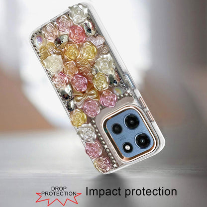 For Motorola Moto G 5G 2026/2025 Muti-Color Floral Fashion Bling Crystal 3D Full Diamonds Stones Sparkle Rhinestone Glitter Hybrid Case Cover