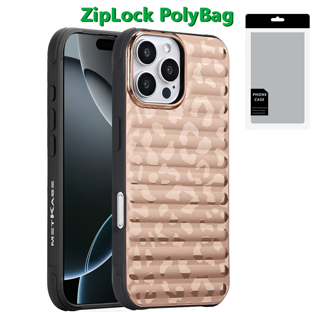 For Apple iPhone 16 Pro Chrome Leopard Magnetic Hybrid Shockproof Protection Design Anti Scratch Secure Grip Stylish Durable Finish Case Cover Rose Gold Leopard