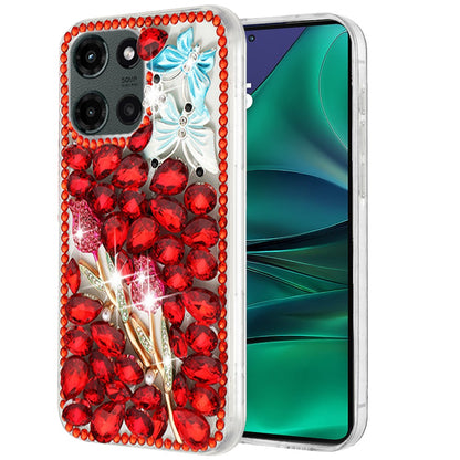 For Motorola Moto G Stylus 5G 2025 Bling Crystal 3D Full Diamonds Luxury Sparkle Rhinestone Hybrid Protective Case Cover