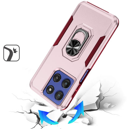 For Motorola Moto G Stylus 5G 2026 /2025 Hybrid Rugged Tough 2in1 Drop-Proof Protection Military Grade Armor with Metal Ring Stand Case Cover Pink