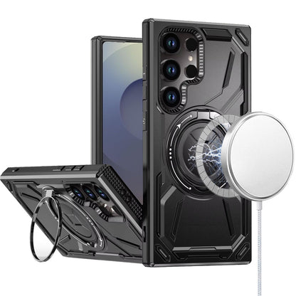 For Samsung Galaxy S25 Fan Edition /Galaxy S25 FE Hybrid Magnetic Ring and 360° Rotational Kickstand with MagSafe Compatible, Military Grade Drop Protection Case Cover