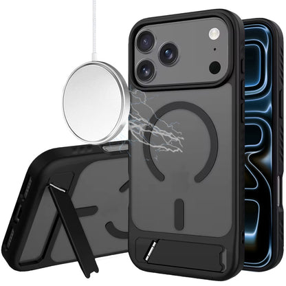 For Samsung Galaxy S26 Ultra Matte Magnetic Circle Back TPU Hybrid Drop Protection with Metal Kickstand Shockproof Design Case Cover Black