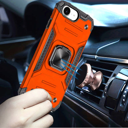 For Apple iPhone 17E /16E Armor Hybrid Magnetic Stand with Ring Holder Kickstand Shockproof Heavy-Duty Durable Rugged TPU Dual Layer Case Cover Cosmic Orange