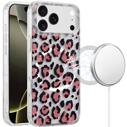 For Apple iPhone 17 Stylish Pattern Fashion IMD Printed Design TPU Double Layer Slim Shockproof with Magnetic Back Case Cover Beauty Leopard