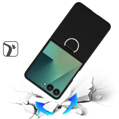 For Samsung Galaxy Z Flip 7 Case with Finger Hook Hybrid Grip Holder, Shockproof Slim Fit Rubber TPU + Hard PC Case Cover