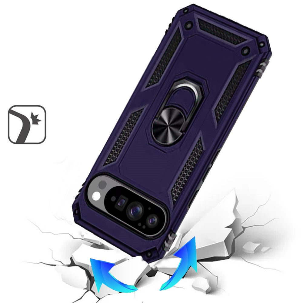 For Google Pixel 10 Pro XL Hybrid Shockproof Durable 360 Degree Rotatable Ring Stand Holder Kickstand Fit Magnetic Car Mount Case Cover