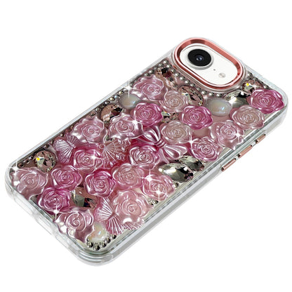 For Apple iPhone 17E /16E Muti-Color Floral Fashion Bling Crystal 3D Full Diamonds Stones Sparkle Rhinestone Glitter Hybrid Case Cover