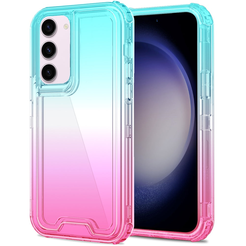 For Samsung Galaxy A16 5G Hybrid 3in1 Clear Two Color Tone Transparent Shockproof Rubber TPU + Hard Protective Frame Case Cover