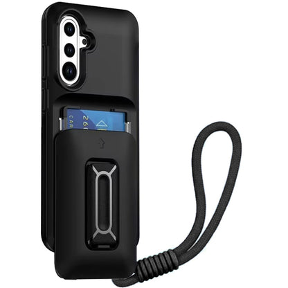 For Samsung Galaxy S26 Wallet Case with 2- Credit Card Holder, Wrist Strap & Kickstand Hybrid Shockproof TPU Case Cover