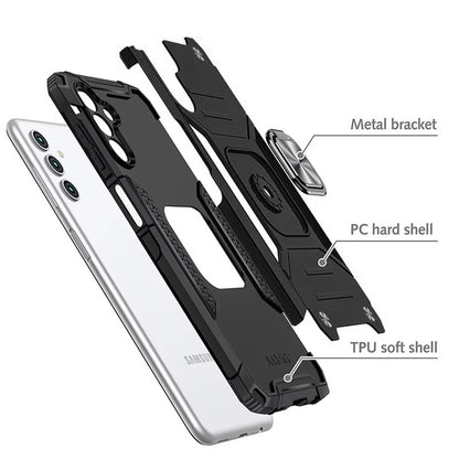 For Samsung Galaxy A37 Armor Hybrid Magnetic Stand with Ring Holder Kickstand Shockproof Heavy-Duty Durable Rugged TPU Dual Layer Case Cover
