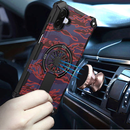 For Samsung Galaxy A07 Magnetic Invisible Kickstand Holder with CD Texture Design, Shockproof Hybrid Military Grade Heavy Duty Case Cover