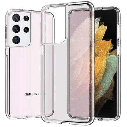 For Samsung Galaxy S21 Ultra Transparent Shock Absorption PC + TPU Rubber Gel Thick 3mm Hybrid Silicone Slim Fit Back Case Cover Clear