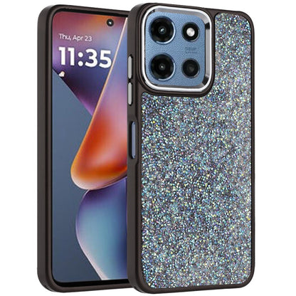 For Motorola Moto G 5G 2026/2025 Crystal Sparkle Diamond Glass Full Mini Glitter Bling Frame TPU Hybrid Protective Case Cover Red