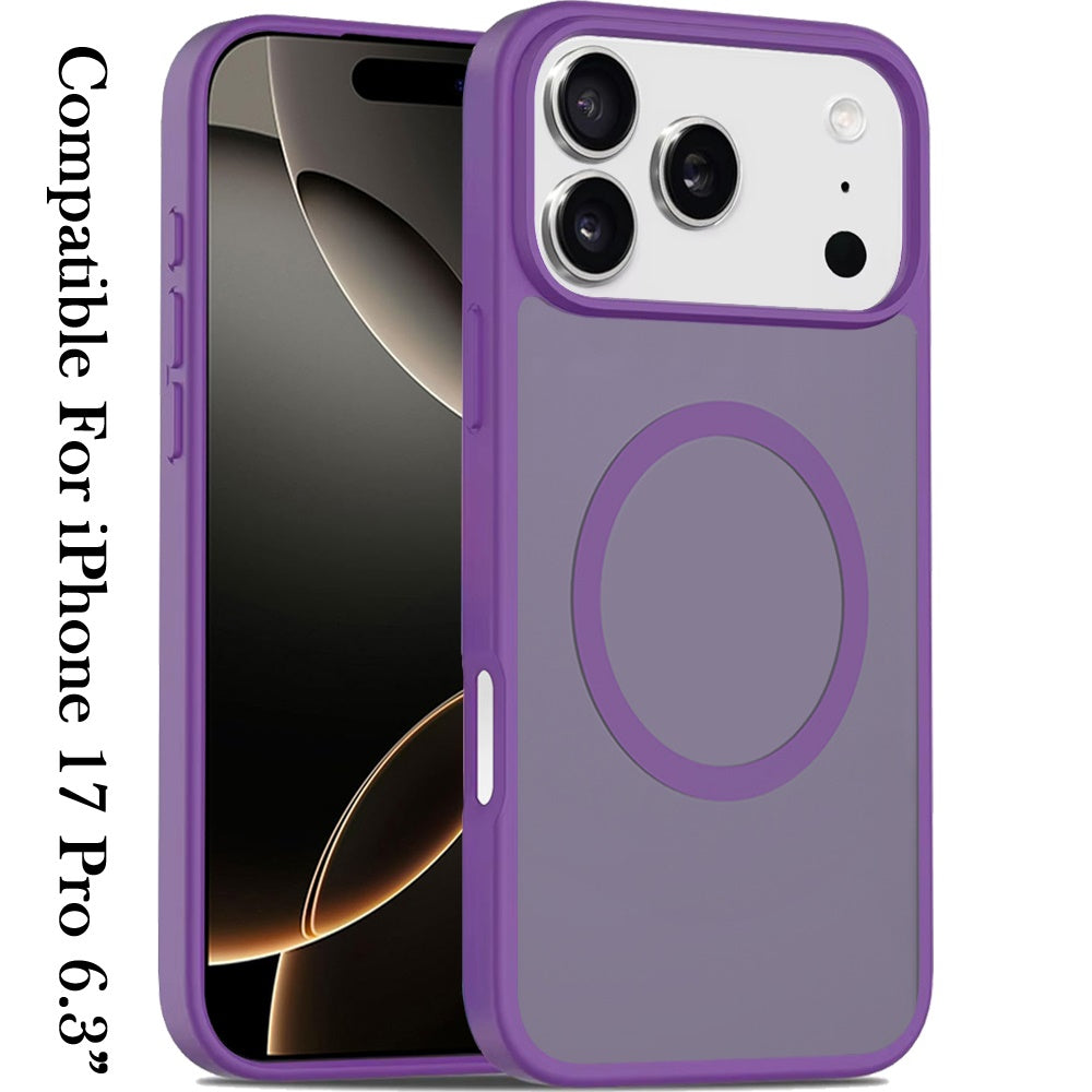 For Apple iPhone 17 Pro (6.3") MagSafe Compatible Case Hybrid Soft TPU Bumper Hard Translucent Matte Back Slim Shockproof Case Cover