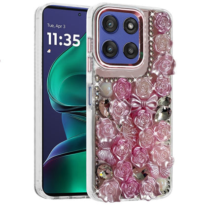 For Motorola Moto G Stylus 5G 2026 /2025 Muti-Color Floral Fashion Bling Crystal 3D Full Diamonds Stones Sparkle Rhinestone Glitter Hybrid Case Cover