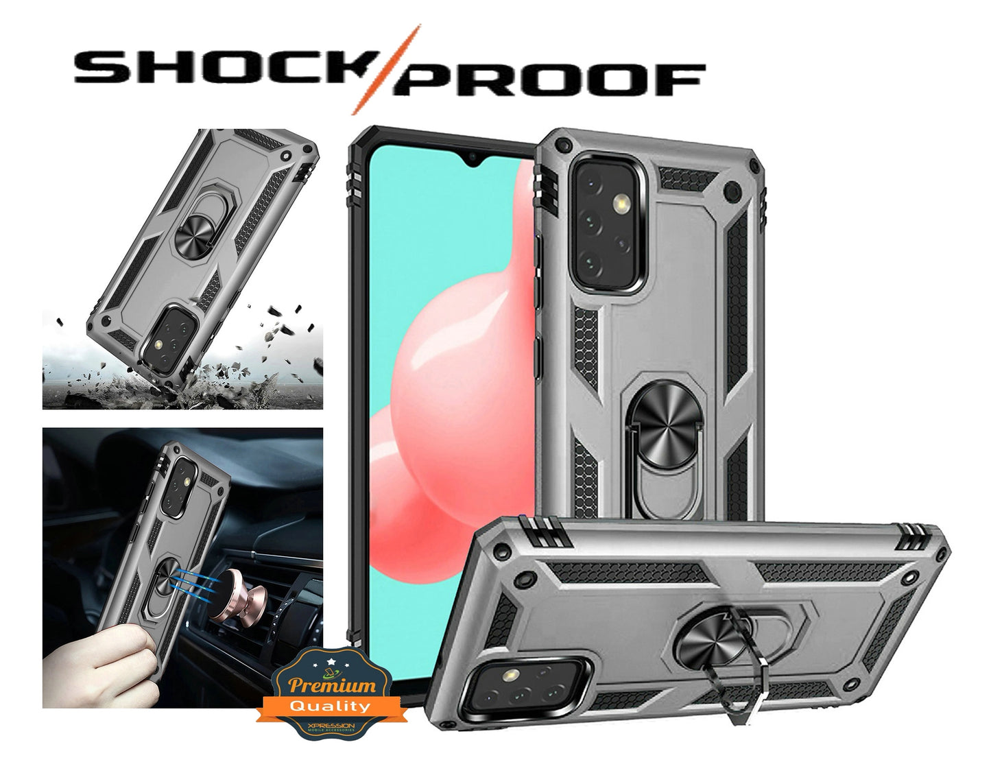 For Apple iPhone 17E /16E Hybrid Shockproof Durable 360 Degree Rotatable Ring Stand Holder Kickstand Fit Magnetic Car Mount Case Cover
