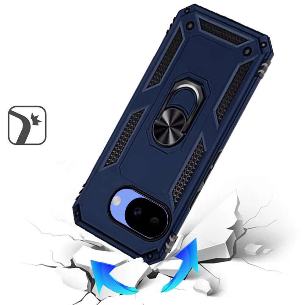 Phone Case for Google Pixel 10A Rotatable Ring Stand Shockproof Hybrid Armor Anti Slip Heavy Duty Fit Magnetic Car Mount Durable Grip Cover