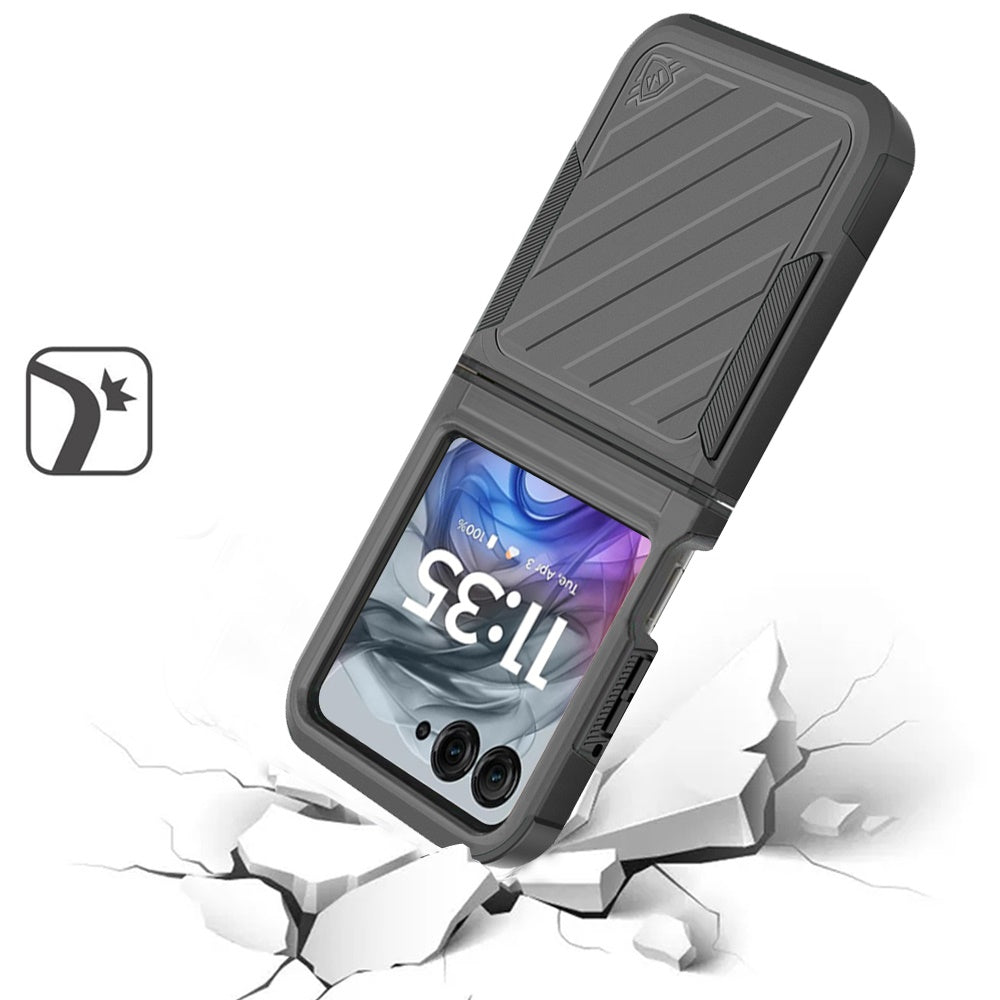 For Motorola Razr 2025 Hybrid lined shockproof dual layer Rugged 2in1 Hard PC & Silicone TPU Non Slip Textured Tough Armor Case Cover