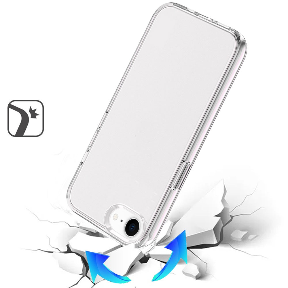 For Apple iPhone 17E /16E Transparent Shock Absorption PC + TPU Rubber Gel Thick 3mm Hybrid Silicone Slim Fit Back Case Cover Clear