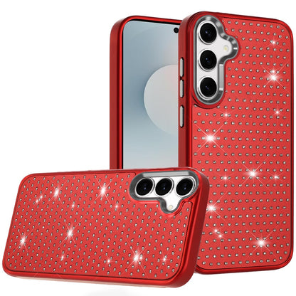 For Samsung Galaxy S25 Fan Edition /Galaxy S25 FE Bling Diamond Metallic, Full Sparkle Chrome Edged Hybrid Protective Shockproof Case Cover