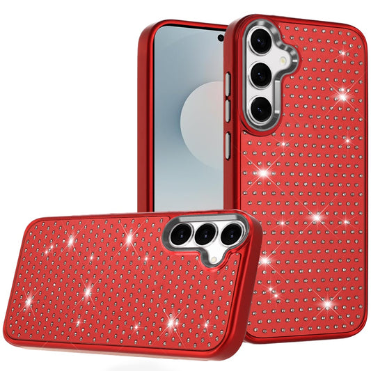 For Samsung Galaxy S25 Fan Edition /Galaxy S25 FE Bling Diamond Metallic, Full Sparkle Chrome Edged Hybrid Protective Shockproof Case Cover