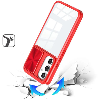 For Samsung Galaxy A26 Hybrid Cases with Sliding Camera Cover Transparent Shockproof Bumper TPU Protective Case Cover